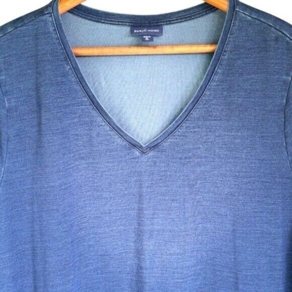 NEW Pure Jill Indigo Blue T-Shirt Dress Size XL Short Sleeve V Neck Dress - Picture 5 of 10